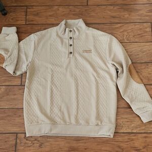 Caesars Rewards beige 4 button front Men's XXL beige long sleeve sweater New